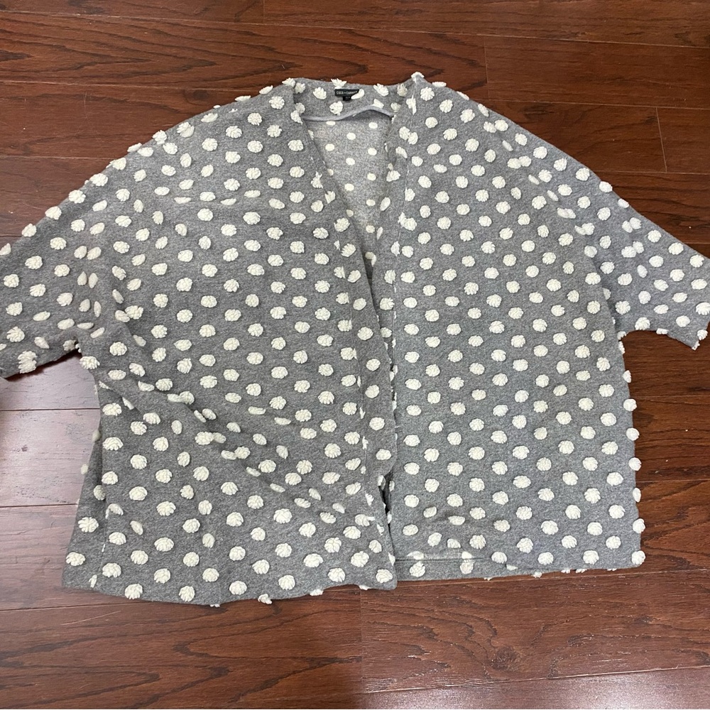 Coco + Carmen OS Grey women’s polka dot open cardigan jacket Whimsical Fairy